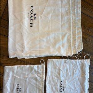 Coach White Logo Drawstring Dust Bags (Set)